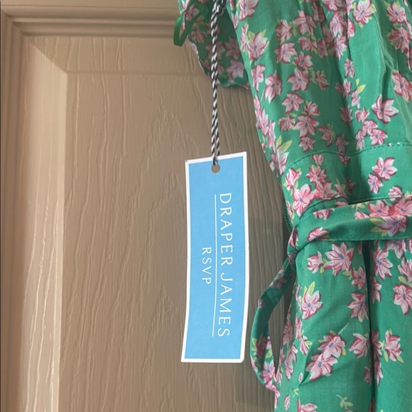 Draper James Green and White Ruffled Wrap Midi Dress - Picture 4 of 4